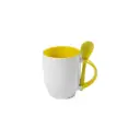 Sub/Taza de Ceramica para Sublimacion Spectra Blanca 11oz/330ml Fondo Amarillo + Cuchara SP11S-01