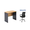 Escritorio para Oficina Pequeño Bruno BR-D04R01 800 x 450 x 700MM Beige / Gris + Silla 892