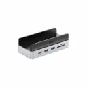 Docking Vertical para Mac Mini M4 UBS-C a 3xUSB-A/USB-C/HDMI/RJ45/SD/TF/PD 100W + Memorias Multiples Orico VS10-SV-EP Silver
