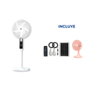 OFERTA JULIO 2026 - Ventilador de Pedestal AE-5618 Blanco + Ventilador de Escritorio Recargable iDsonix OF01-PK-BP Negro