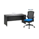 Escritorio para Oficina Bruno Desk 120 1200 x 600 x 740mm Negro + Silla + Cojin