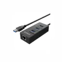 Adaptador USB 3.0 3 Puertos + Red Gigabit Orico HR01-U3-V1-BK-BP